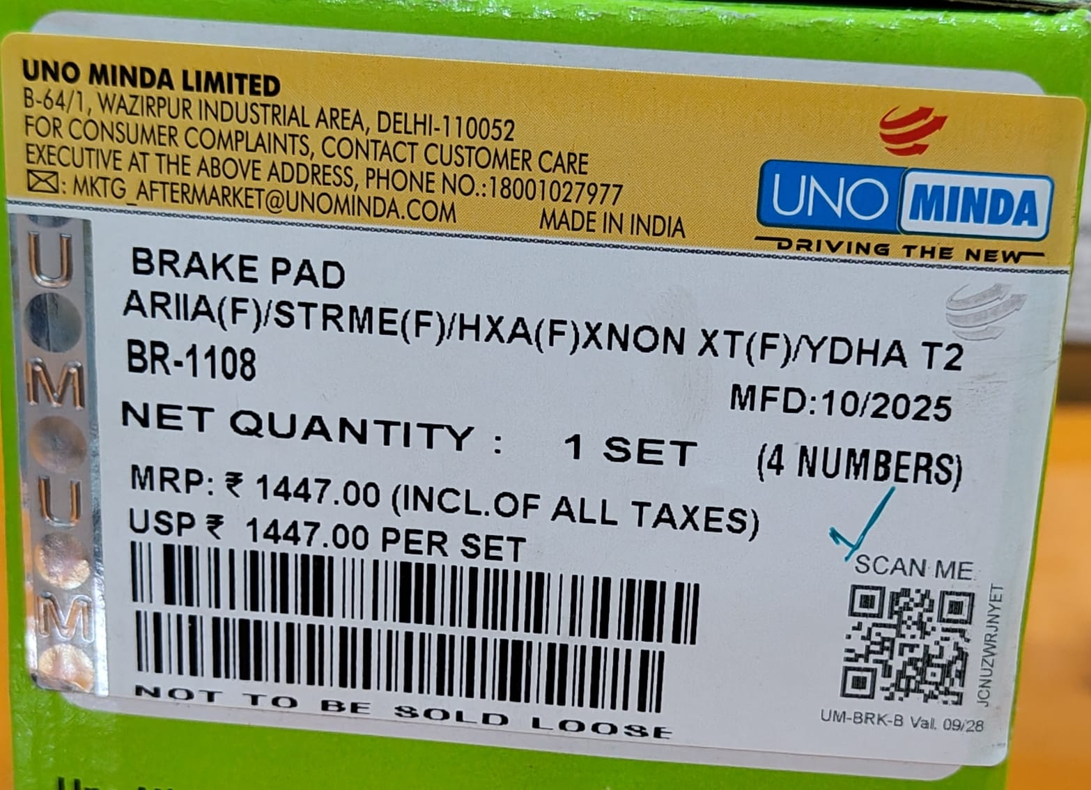 UNO MINDA BRAKE PAD ARIA/ STORME/ HEXA/ XENON/YODHA T2 - Image 3