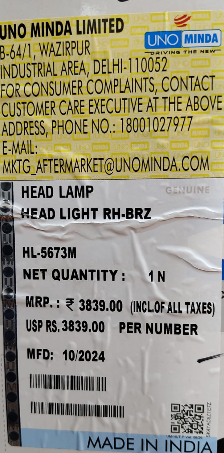 UNO MINDA HEAD LIGHT ASSY BREZZA WITH MOTOR (2016-2019)-RH - Image 3