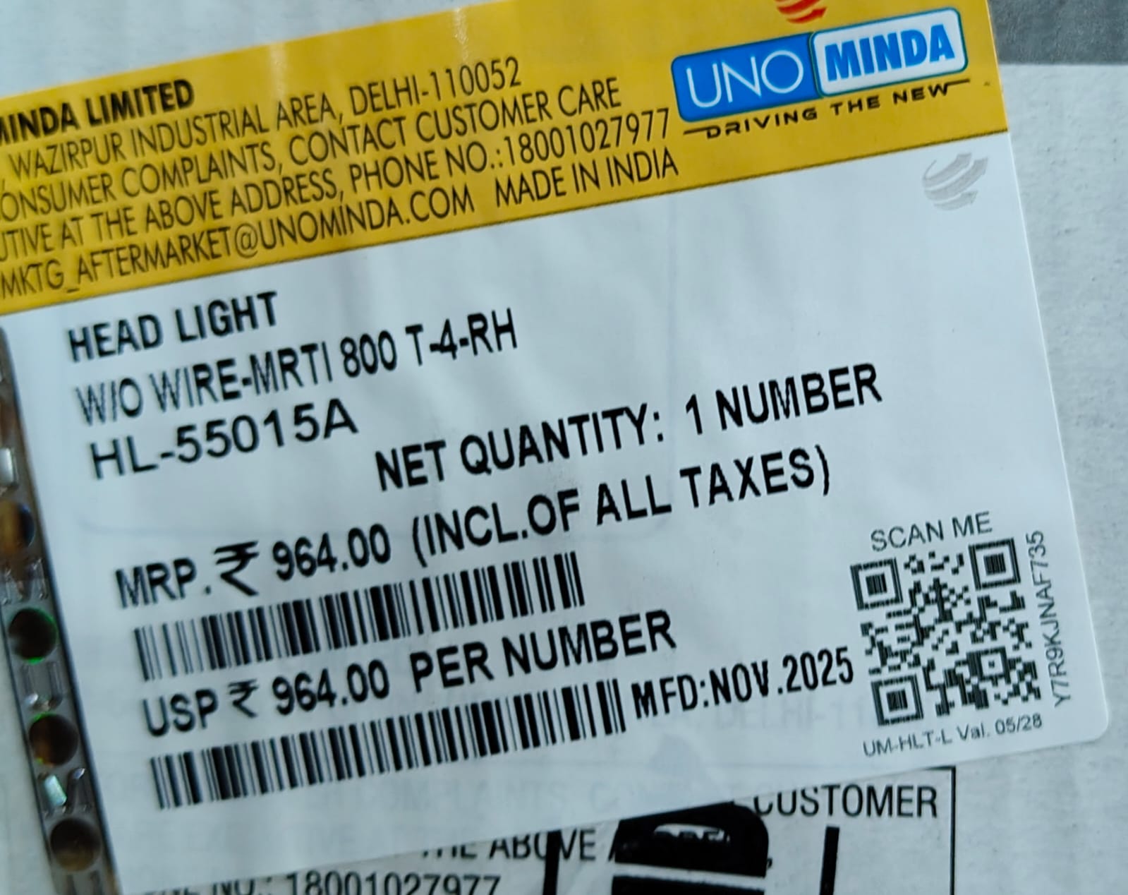 UNO MINDA HEAD LIGHT MARUTI-800 TYPE-4 -RH - Image 3