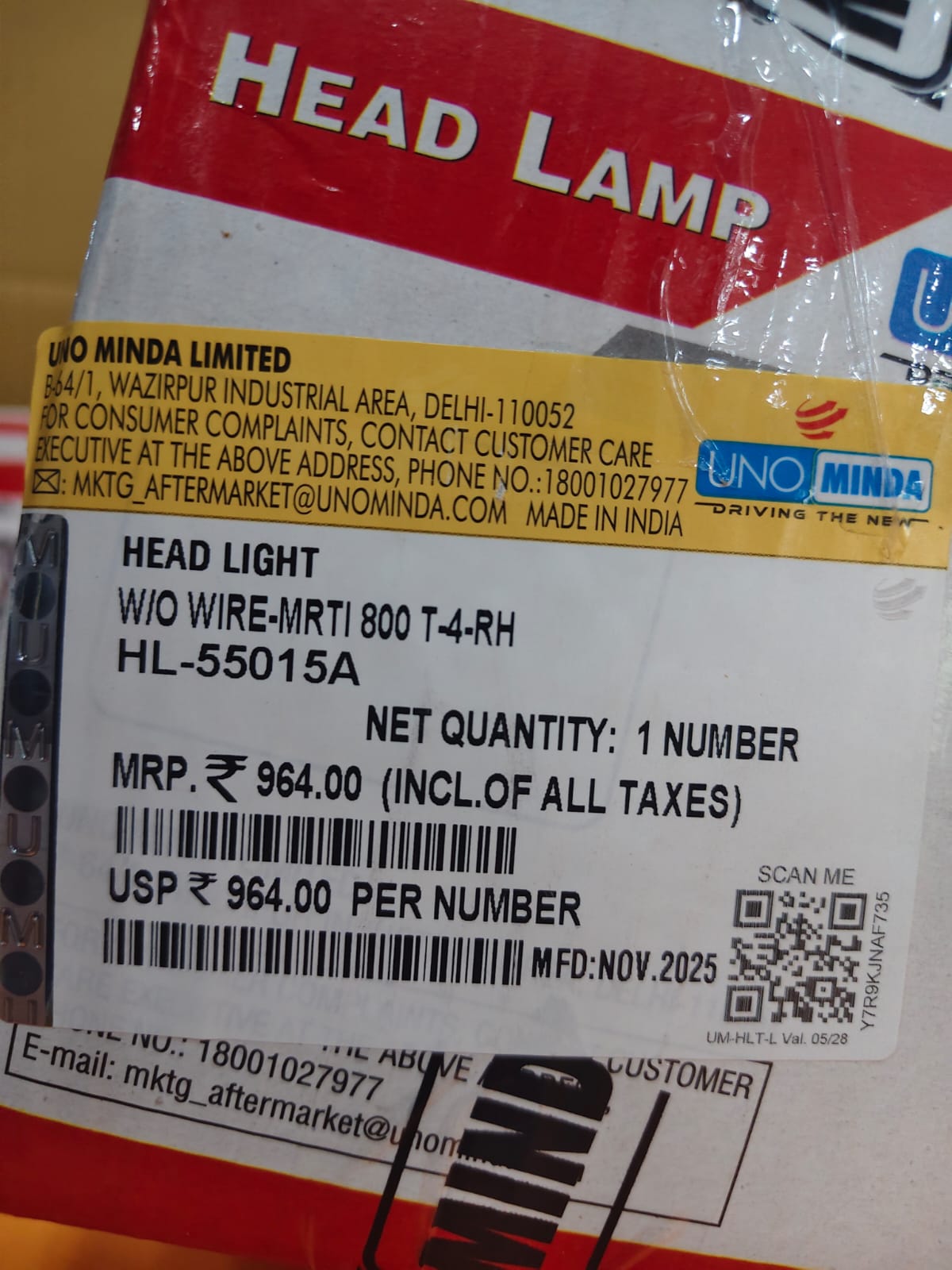 UNO MINDA MARUTI-800 TYPE-4 -RH HEAD LIGHT ASSEMBLY - Image 3