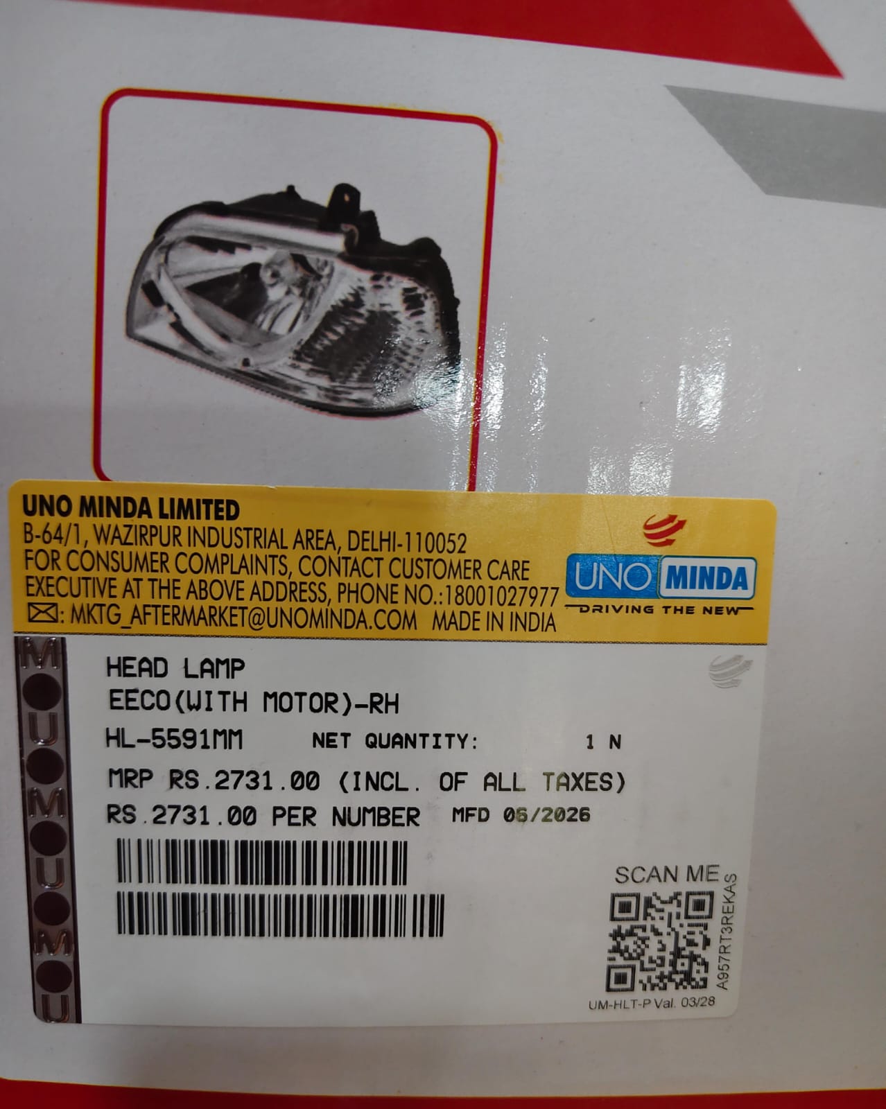 UNO MINDA EECO- RH WITH MOTOR HEAD LIGHT ASSEMBLY - Image 3