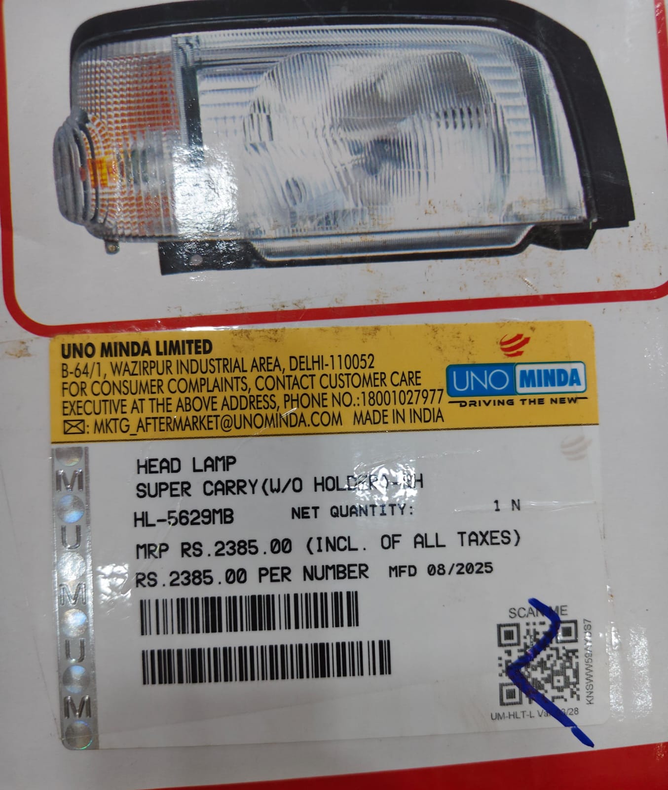 UNO MINDA H/L SUPER CARRY- RH HEAD LIGHT ASSEMBLY - Image 3