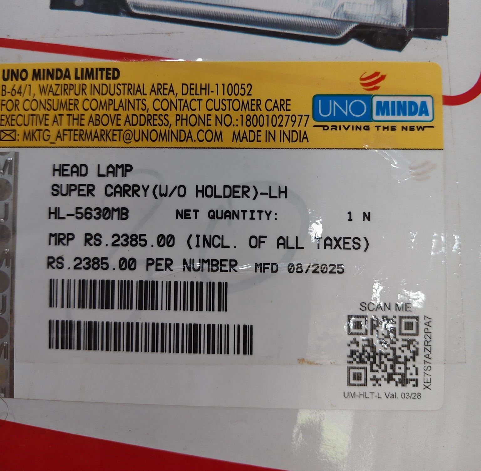 UNO MINDA H/L SUPER CARRY- LH HEAD LIGHT ASSEMBLY - Image 3
